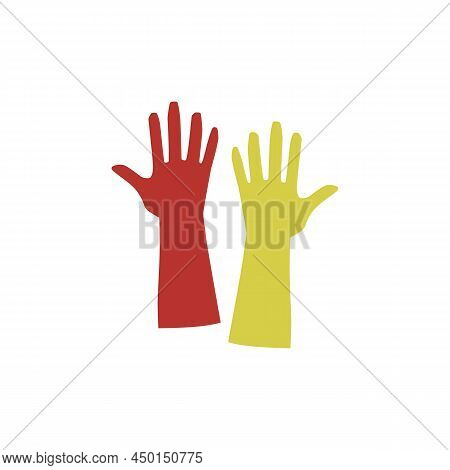 Industrial Protective Latex Gloves, Flat Cartoon Vector Illustration Isolated.