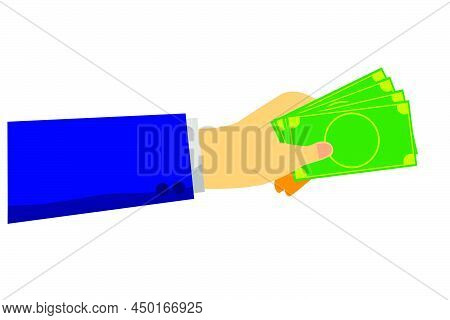 Vector Hand Give Or Holding Blank Money, Isolated On White.