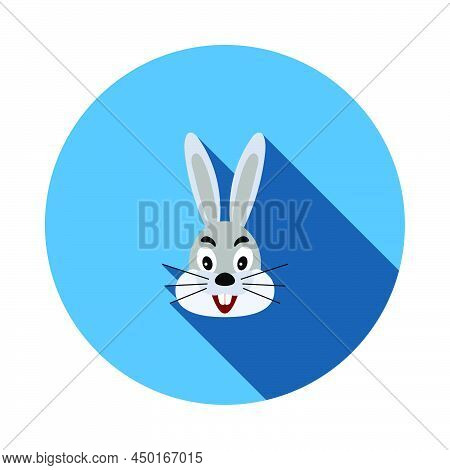 Easter Rabbit Icon. Flat Circle Stencil Design With Long Shadow. Vector Illustration.