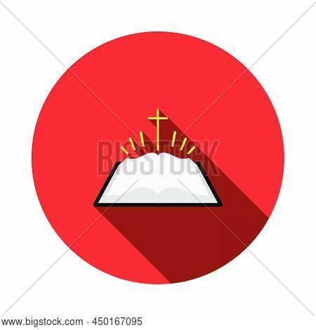 Holly Bible Icon. Flat Circle Stencil Design With Long Shadow. Vector Illustration.