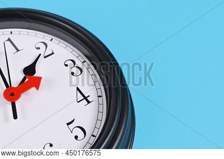 Time Change For Summer Daylight Saving In Europe Concept. Red Arrow Symbolizing Clock Turned Forward
