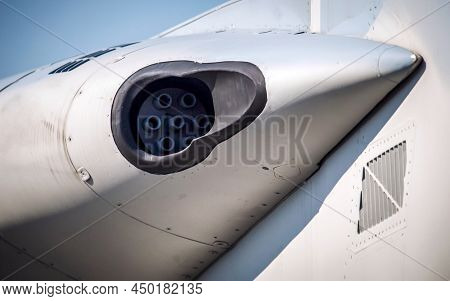 Canon On Jet Fighter. Machinegun At Plane F-15.