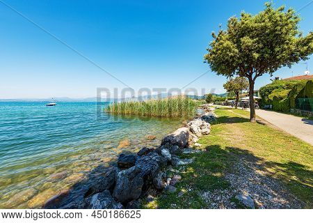 Coast Of Lake Garda (lago Di Garda) With The Pedestrian And Bicycle Lane That Connects The Towns Of 