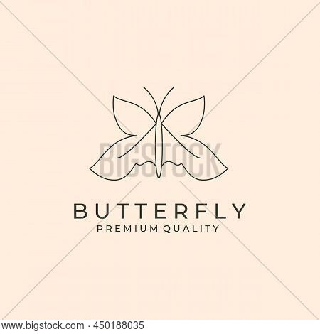 Beauty Line Butterfly Icon Logo Vector Illustration Design, Line Art Butterfly Logo
