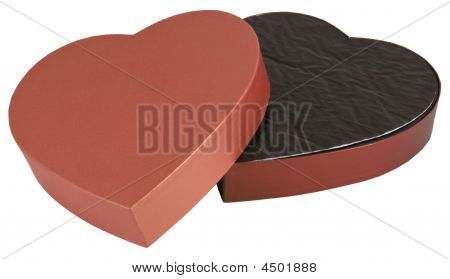 Caixa de Chocolate dourada isolada em forma de coração aberto