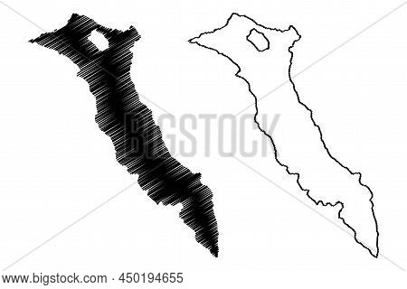 Bering Island (russia, Russian Federation, Kamchatka) Map Vector Illustration, Scribble Sketch Behri