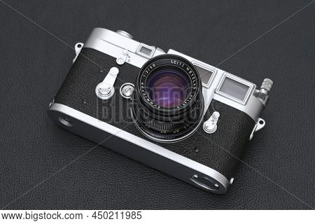 Kagawa, Japan - February 27, 2022: Leica M3 Rangefinder Camera With Leitz 50mm F2 Summicron M-mount 