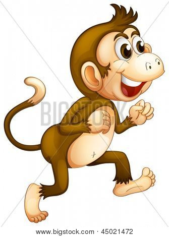 흰색 배경에서 실행 되는 원숭이의 그림
