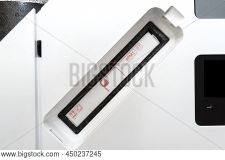 Home Mechanical Ventilation With Heat Recovery Hanging On The Wall, Visible Socket With F7 Filters I
