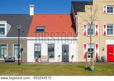 Facade Of A New White House In Blauwestad, Netherlands