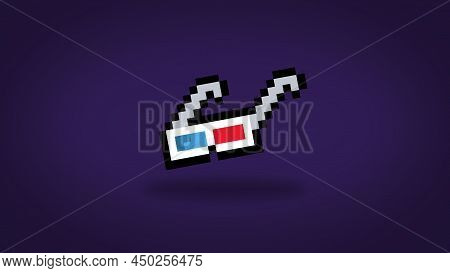 Pixel 8 Bit Classic 3D Glasses Background - High Res 4K Wallpaper