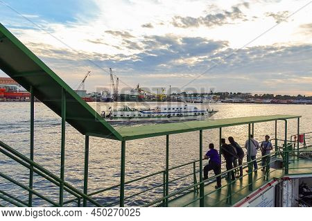 Labuan,malaysia-may 4,2018:view On The Ro Ro Ferry Ship At Labuan,malaysia. Services Provide The Tra