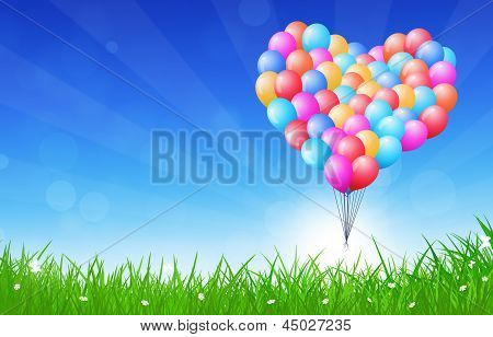 Uçan balon şeklinde kalp