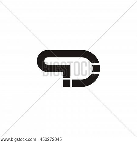 Simple Letter Qd Linked Geometric Line Logo Vector