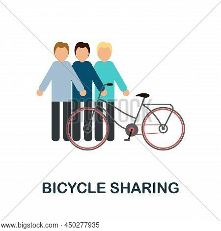 Bicycle Sharing Flat Icon. Colored Element Sign From Public Transport Collection. Flat Bicycle Shari