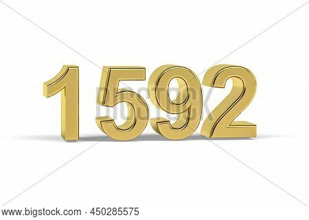Golden 3d Number 1592 - Year 1592 Isolated On White Background - 3d Render