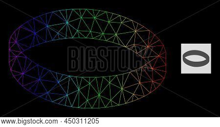 Spectrum Gradient Net Gold Ring Icon. Geometric Carcass 2d Net Based On Gold Ring Icon, Generated Wi