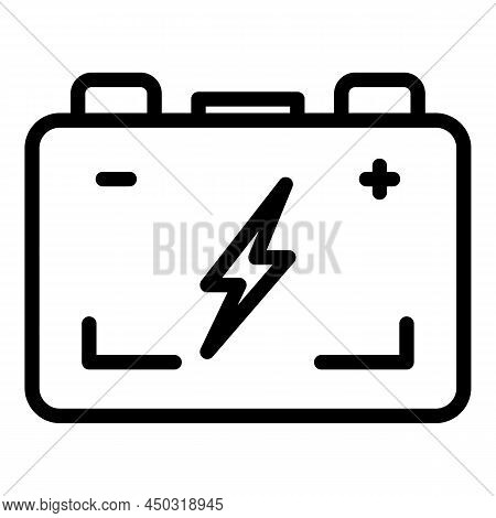 Motorcycle Battery Icon Outline Vector. Motor Part. Bike Engine