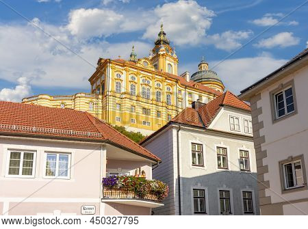 Melk Abbey Over Old Town In Wachau Valley, Austria (translation 