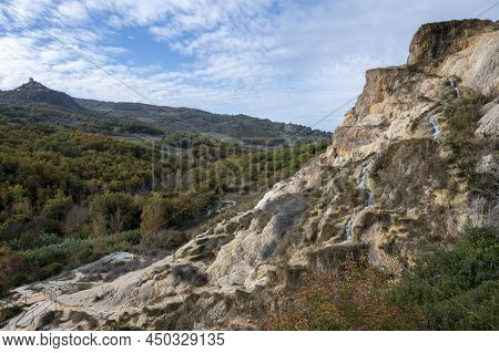 Ancient Hot Thermal Springs And Pool In Nature Park Dei Mulini, Bagno Vignoni, Tuscany, Italy