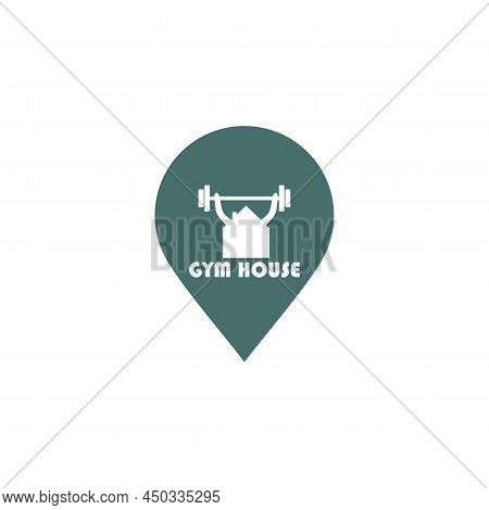 Gym House Logo Icon Flat Vector Design Concept Graphic