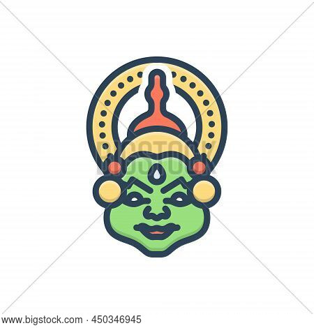 Color Illustration Icon For Onam Harvest Competition Kerala Kochi Kathakali Sravanmahotsav Celebrati