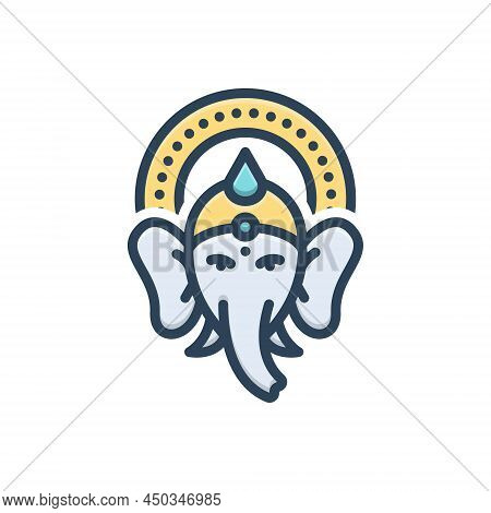 Color Illustration Icon For Ganesh-chaturthi Ganapathi Ganesh Ganpati Ganesha Hindu Religious Mythol