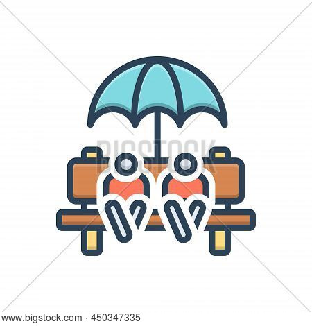 Color Illustration Icon For Settle Linger Roost Perch Henroost Bench Wait