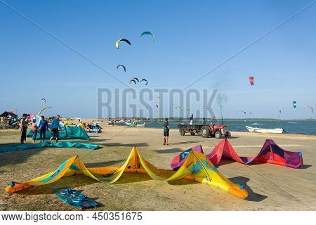 Kalpitiya, Sri Lanka - 9th January 2020 : Kite Surfing In Kalpitiya, Sri Lanka