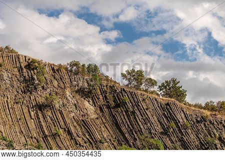 View On The Famous 'hegyestu' (hun. Hegyestű) At The Kali Basin Of The Balaton Highlands. One Of Hun