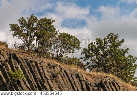 View On The Famous 'hegyestu' (hun. Hegyestű) At The Kali Basin Of The Balaton Highlands. One Of Hun