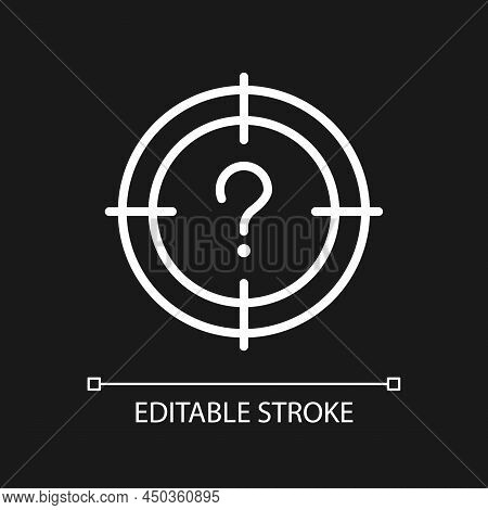 Central Question White Linear Icon For Dark Theme. Main Problem Solution Searching. Focus On Target.