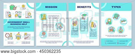Small Business Help Turquoise Brochure Template. Development Programs. Leaflet Design With Linear Ic