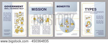 Small Business Help Grey Brochure Template. Development Programs. Leaflet Design With Linear Icons. 