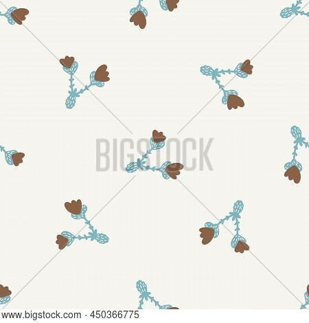Gender Neutral Sprigged Foliage Seamless Vector Background. Simple Whimsical Botanical 2 Tone Patter