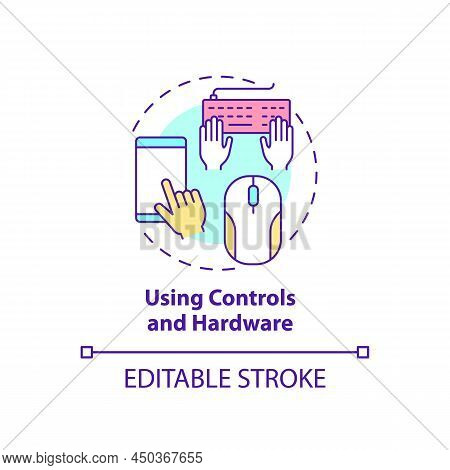 Using Controls And Hardware Concept Icon. Digital Basic Foundation Skills Abstract Idea Thin Line Il