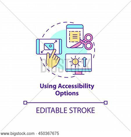 Using Accessibility Options Concept Icon. Digital Basic Foundation Skills Abstract Idea Thin Line Il