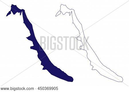 Cayo Cruz Island (republic Of Cuba, Cenrtal America, Caribbean Islands) Map Vector Illustration, Scr