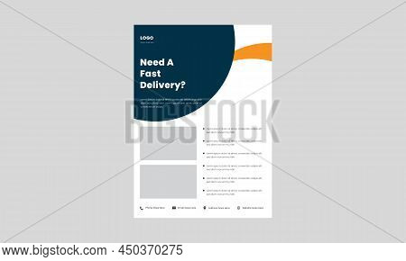 Fast And Reliable Delivery Service Flyer. Fast Delivery Service Flyer, Poster, Leaflet Template. Nee