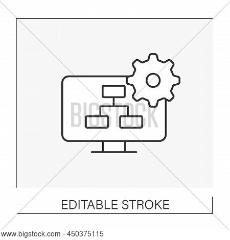 Programmer Line Icon. Writes, Creates Computer Software, Applications. Software Developers, Coders, 