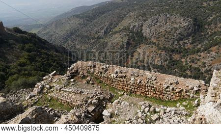 Nimrod Fortress In Israel, Remnants Of Castle On The Golan Heights Near The Israeli Border With Leba