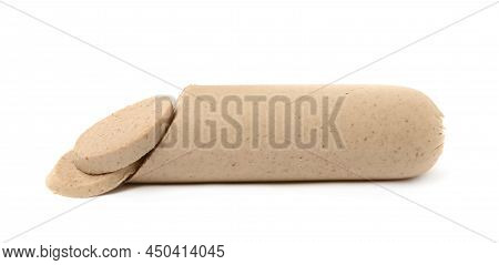 Delicious Fresh Cut Liverwurst On White Background
