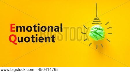 Eq Emotional Quotient Symbol. Concept Words Eq Emotional Quotient. Green Light Bulb Icon. Beautiful 