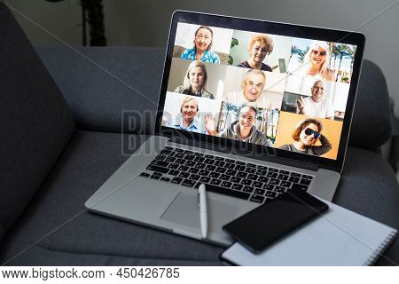Video Conference Concept. Telemeeting. Videophone. Teleconference. Remote Work