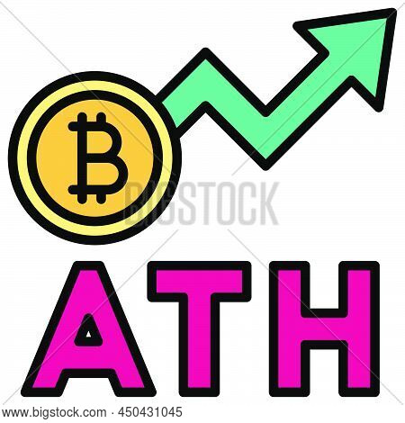 All Time High Icon, Cryptocurrency Related Vector Illustration