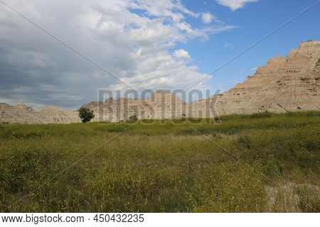 Badlands National Park Southwest Of South Dakota, United States. High Quality Photo
