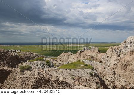 Badlands National Park Southwest Of South Dakota, United States. High Quality Photo