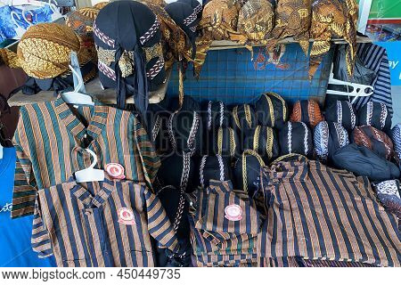 Yogyakarta, Indonesia. November 13, 2021. Blangkon Batik And Traditional Yogyakarta Clothes At The M