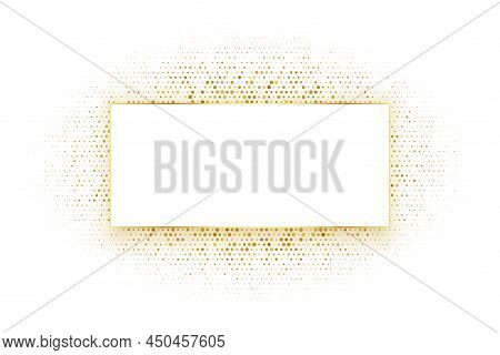 Golden Halftone Rectangle Frame Background Vector Illustration