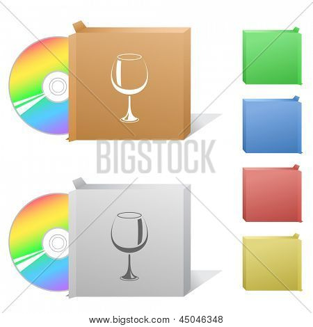 Pohár. Krabice s diskem CD-ROM.